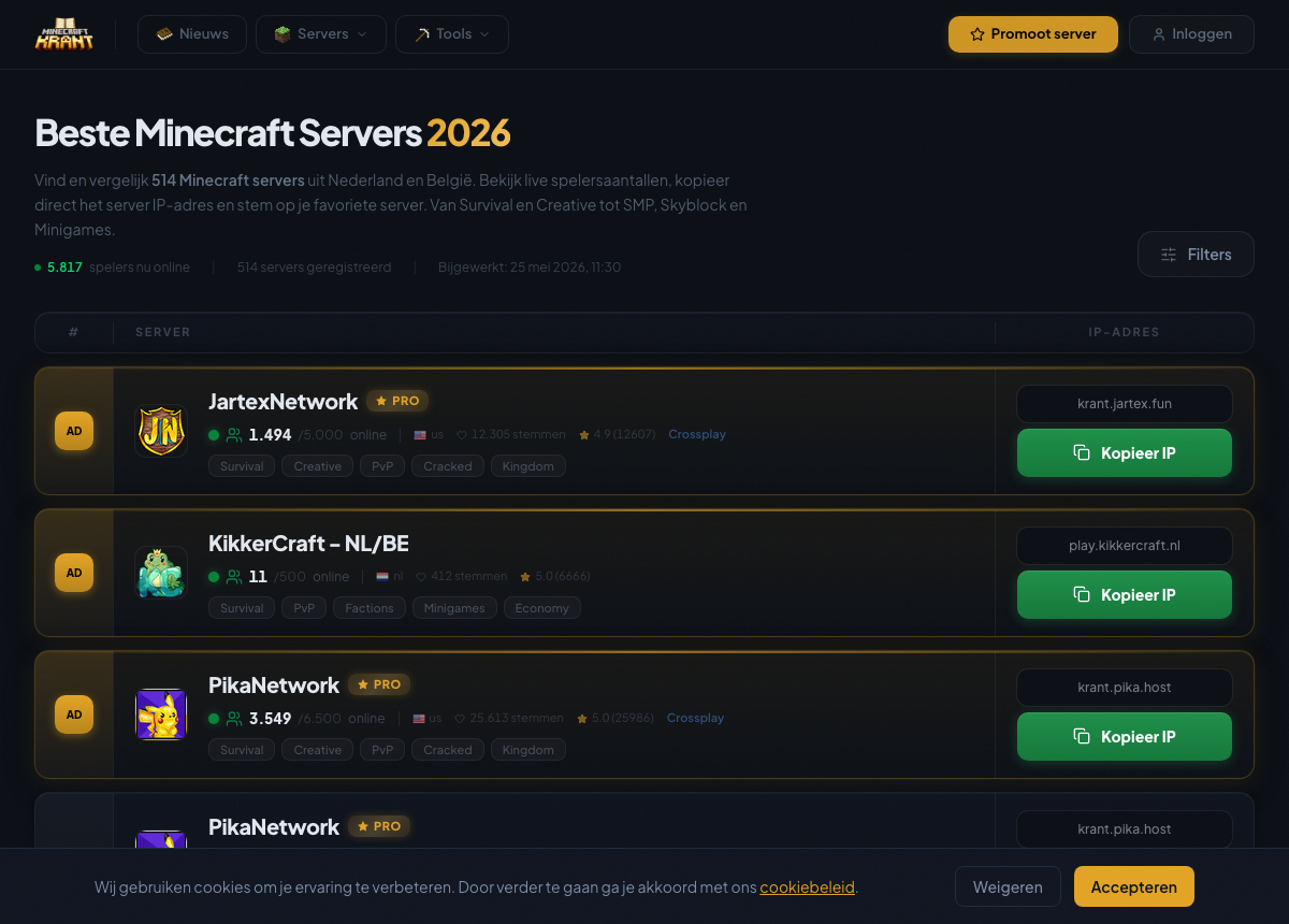 MinecraftKrant.nl — project visual