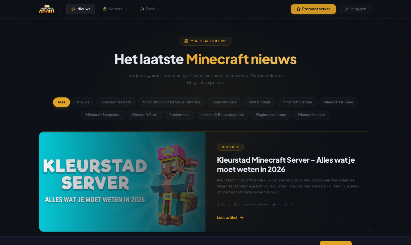 MinecraftKrant.nl — News section